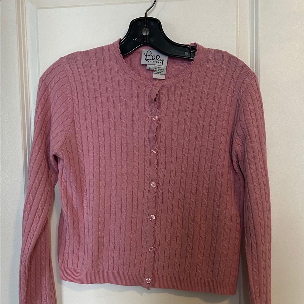 Lilly Pulitzer Pink Cable Knit Cardigan